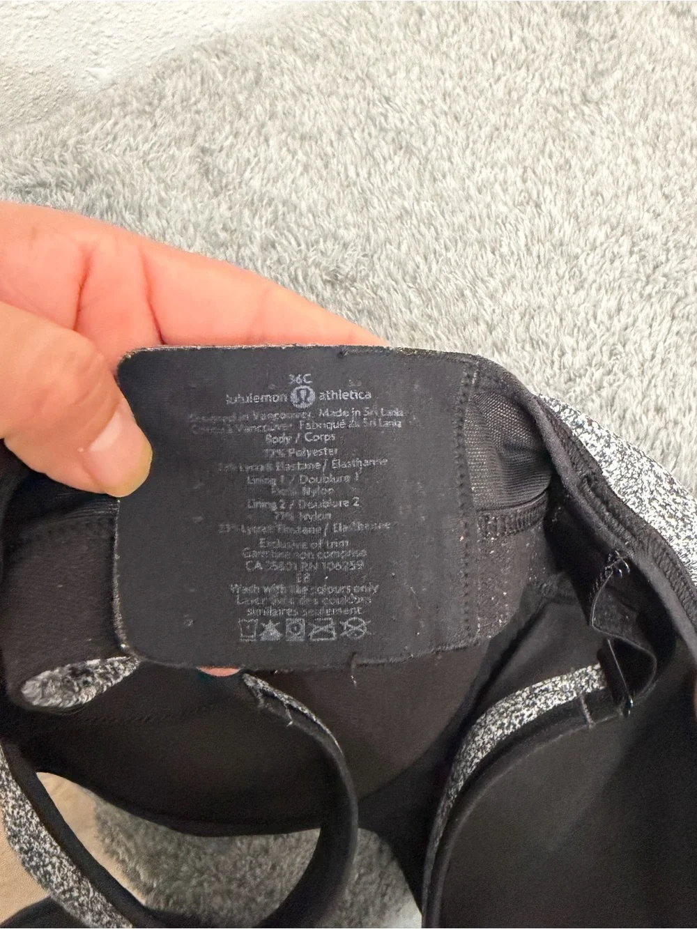 lululemon athletica Gray/Black Speckled High-Impact Sports Bra size 36C